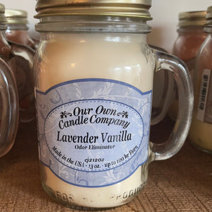 Lavender Vanilla Odor Eliminating Mason Candle